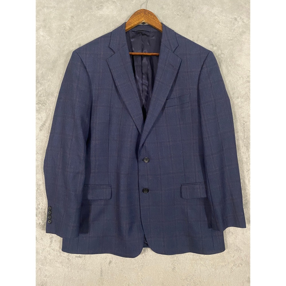 Brooks Brothers Blazer Mens 44R Blue 346 Regent Fit Wool Windowpane Sport Coat